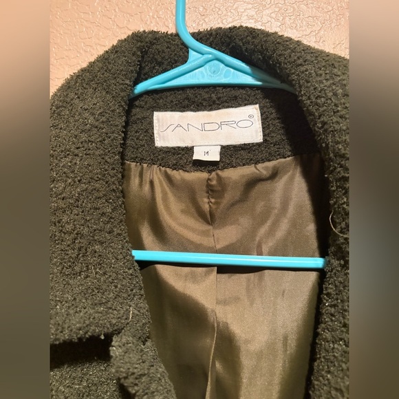Sandro Women's Dark Green Teddy Jacket Size M - Picture 2 of 6